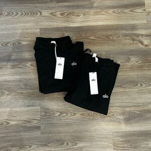 UNISEX ALO Yoga Black Workout Pullover & Jogger Set